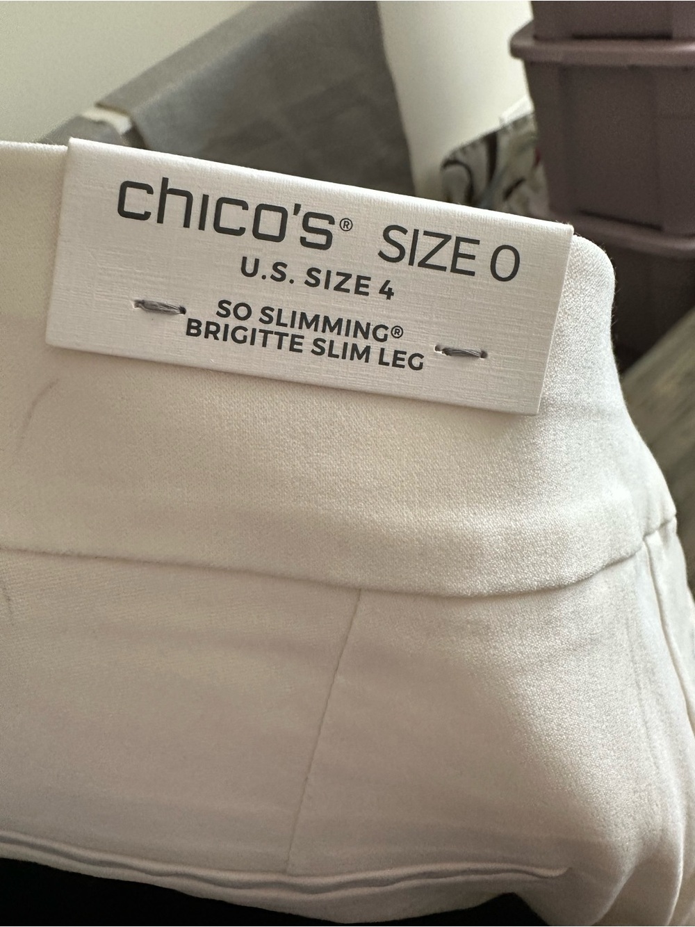 Chico's Women’s White Slimming Brigitte Slim Leg with Lace Trim Pants - Picture 10 of 11